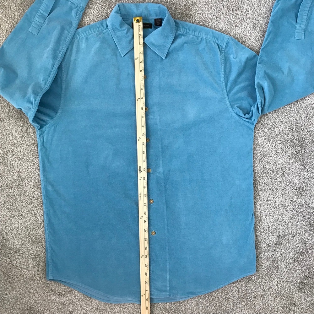 Joseph‎ Abboud Button Up Shirt Men's Large Stretch Corduroy Blue Long Sleeve - Picture 9 of 12